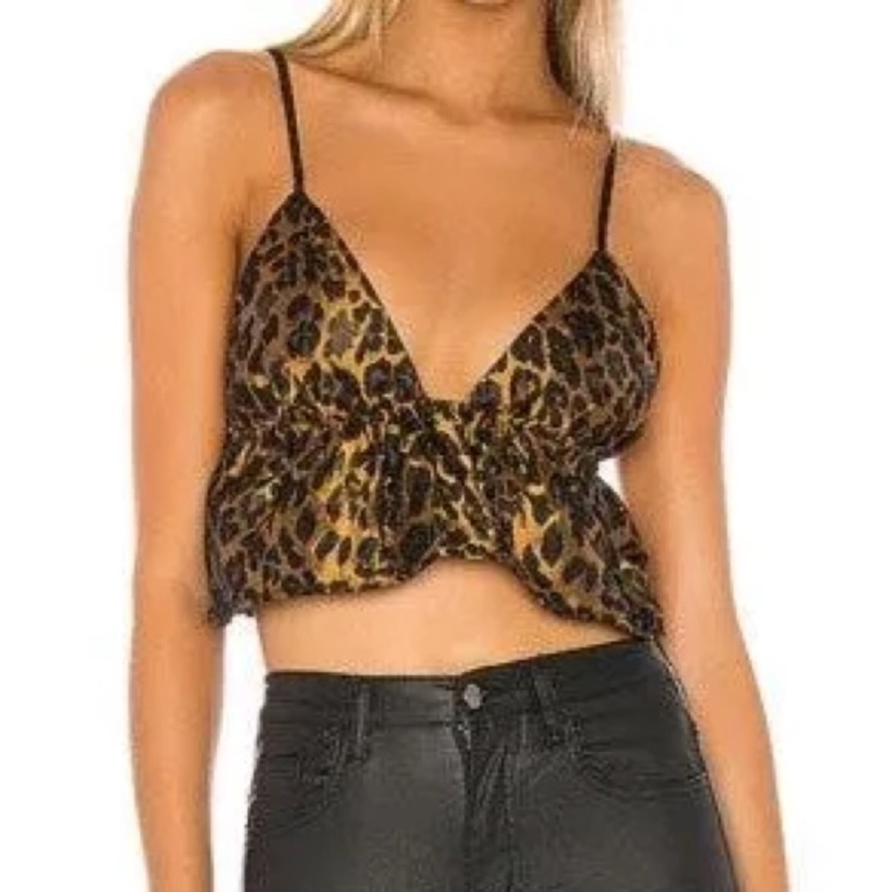 superdown Peplum Leopard Print Crop Tank